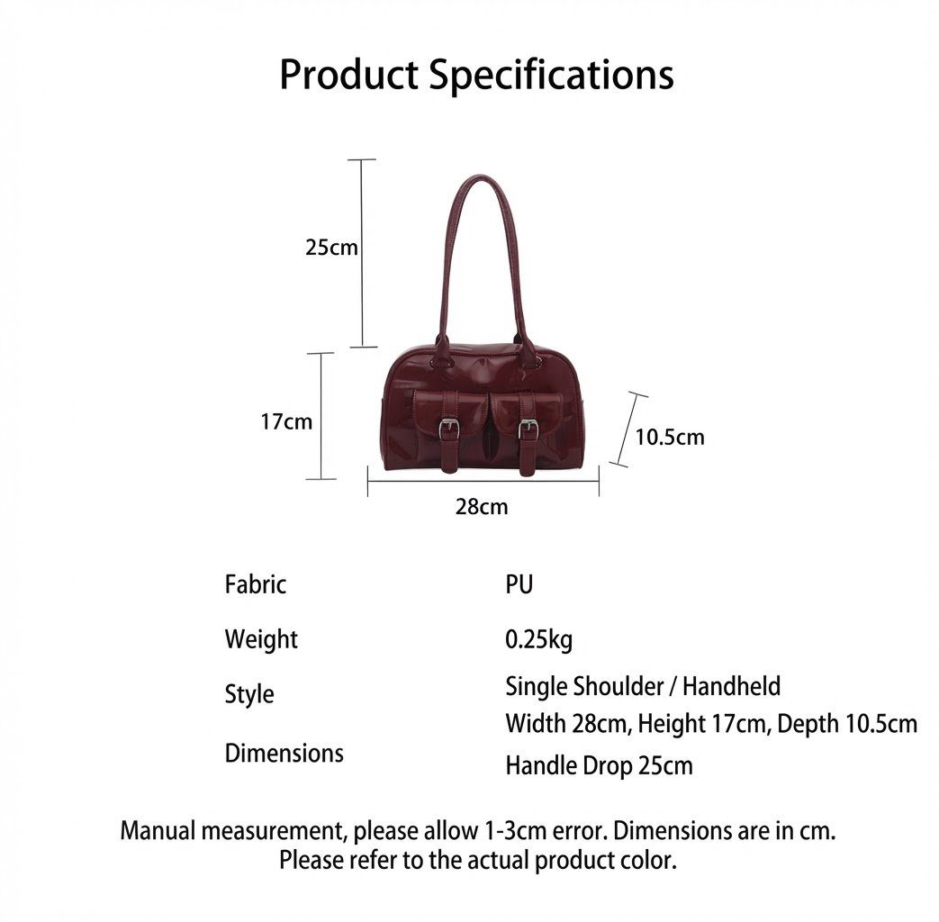 Retro Glossy Large Capacity Bowling Shoulder Bag for Women in BD - Image 2
