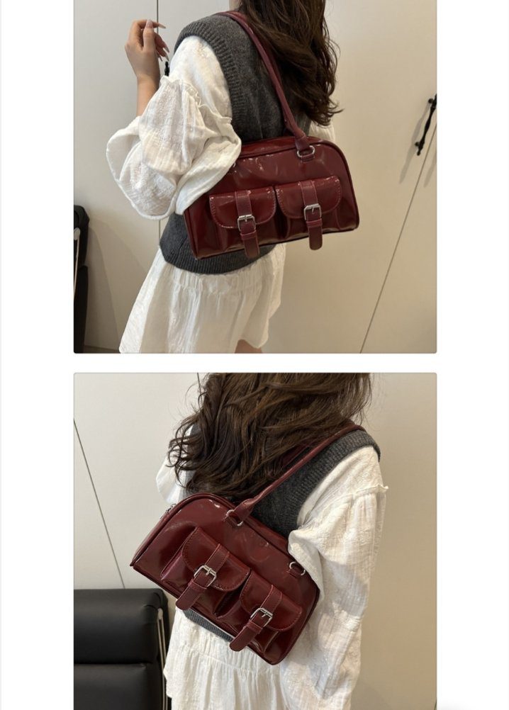 Retro Glossy Large Capacity Bowling Shoulder Bag for Women in BD - Image 6