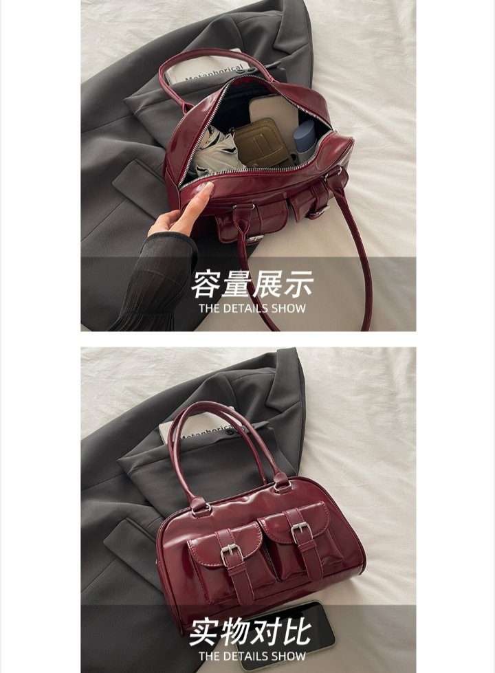 Retro Glossy Large Capacity Bowling Shoulder Bag for Women in BD - Image 3