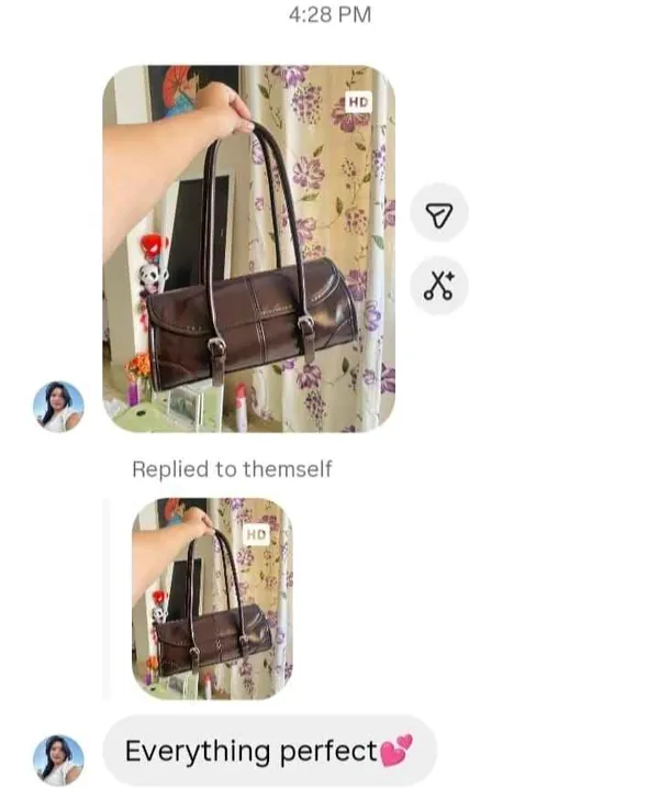 Customer photo of her brown Glowbagh handbag: Everything perfect.