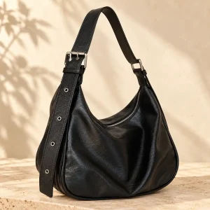 rown premium retro large-capacity tote bag being worn on a woman's shoulder.